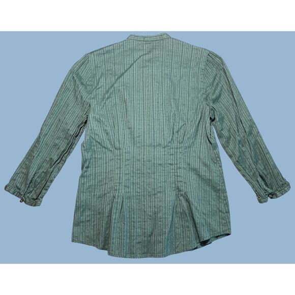 Retro Prairie 3/4 Sleeve Blouse Top Shirt V Neck Sz 4 Green Cosplay Western Boho - Picture 2 of 9